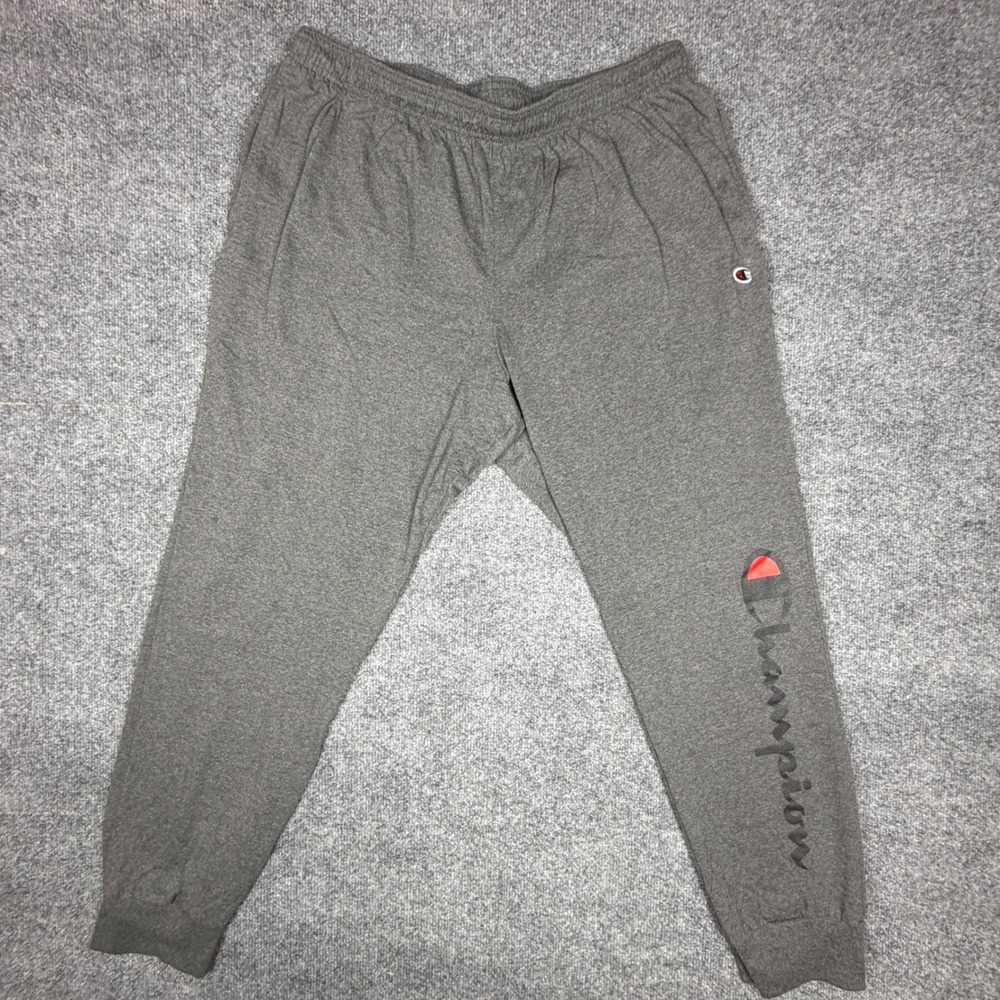 Champion‎ Mens Joggers Heather Charcoal Grey Script Logo Sweatpants 2XL XXL